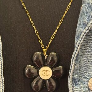 Black  and Gold Floral designer inspired Necklace